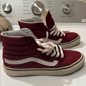 Vans Kids Burgundy and White High-Top Sneakers